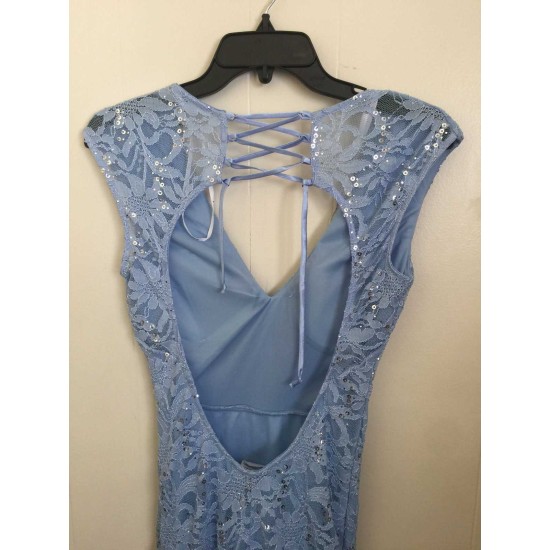 B Darlin Juniors Sleeveless Embellished Cornflower Blue Gown Size 5/6