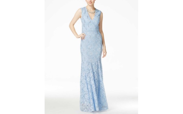 B Darlin Juniors Sleeveless Embellished Cornflower Blue Gown Size 5/6