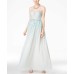  Juniors Strapless Lace Peplum Gown