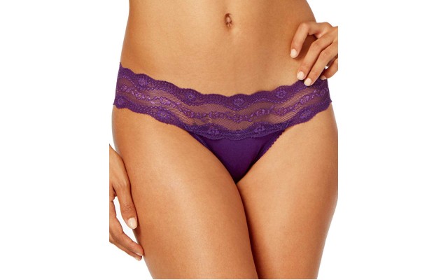 b.tempt’d by Wacoal b.adorable Lace-Waistband Bikini (Purple, XL)