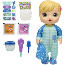 Baby Alive Mix My Medicine Baby Doll, Kitty-Cat Pajamas, Drinks and Wets, Doctor Accessories, Blonde Hair Toy for Kids Ages 3 and Up