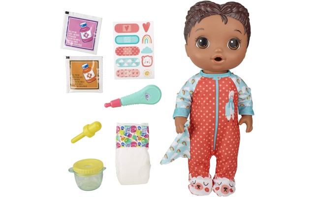  Mix My Medicine Baby Doll, Llama Pajamas, Drinks and Wets, Doctor Accessories, Black Hair Toy for Kids Ages 3 and Up