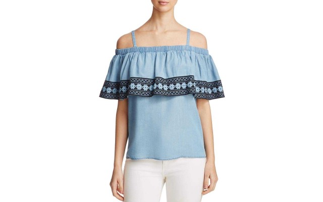  Ruffle Cold-Shoulder Pullover Blouse Shirt Tops