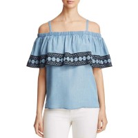 Bagatelle Ruffle Cold-Shoulder Pullover Blouse Shirt Tops