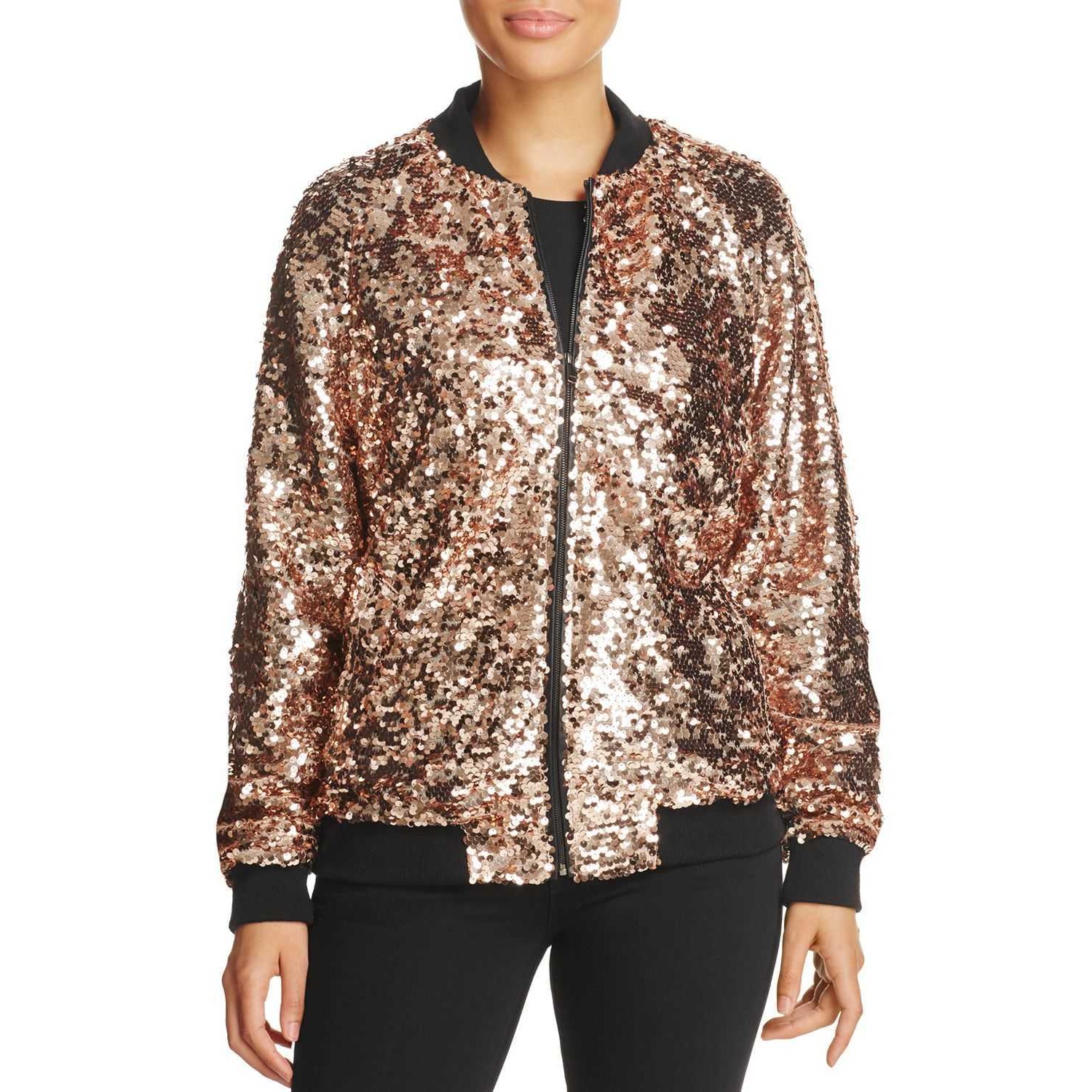 women's sequin bomber jacket