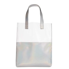 Ban.do Holographic Peekaboo Tote Handbag  – Metallic Silver