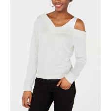 Bar III Asymmetrical Off-The-Shoulder Top (Gray, XXL)