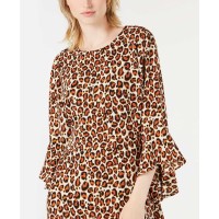 Bar III Bell-Sleeve Leopard-Print Dress (Black, 2)