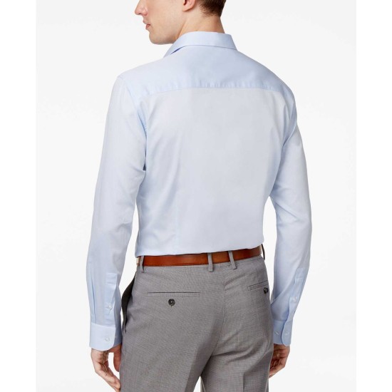  Men Regular-fit Stretch Button Dress Shirt (Blue, 14-14.5/32-33)
