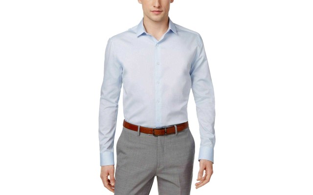  Men Regular-fit Stretch Button Dress Shirt (Blue, 14-14.5/32-33)