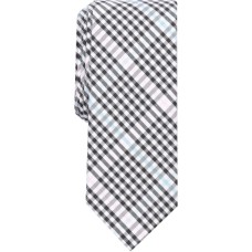Bar III Men’s Dobby Deco Gingham Skinny Tie (Black)
