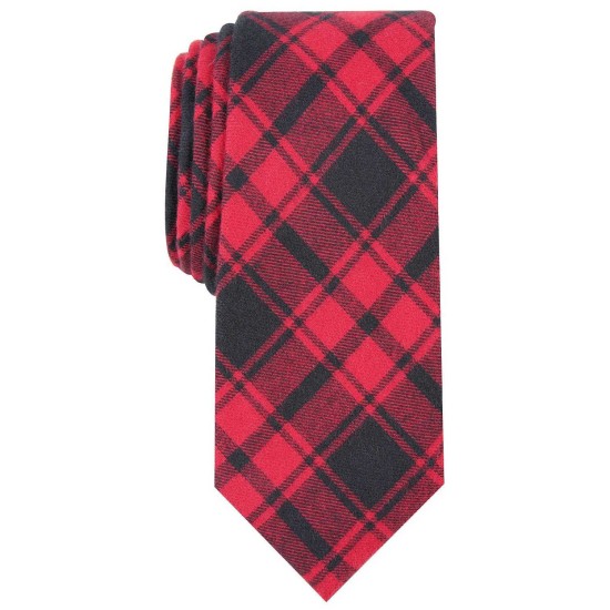  Men’s Seabury Skinny Plaid Tie (Red)