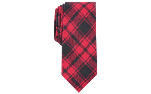  Men’s Seabury Skinny Plaid Tie (Red)
