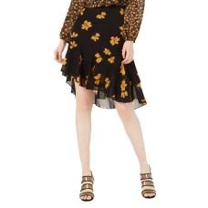 Bar III Ruffled Asymmetrical Skirt (Black, L)