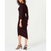  Striped Asymmetrical Sweater Dress (Medium Red, XS)