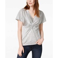 Bar III Twist-Front Top (Silver, XL)