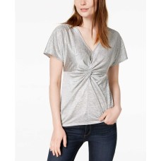 Bar III Twist-Front Top (Silver, XL)