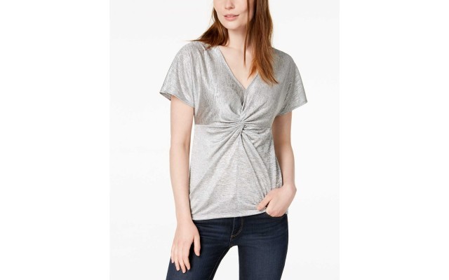  Twist-Front Top (Silver, XL)