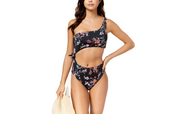  Women's Reversible One-Shoulder Cutout One-Piece Swimsuit