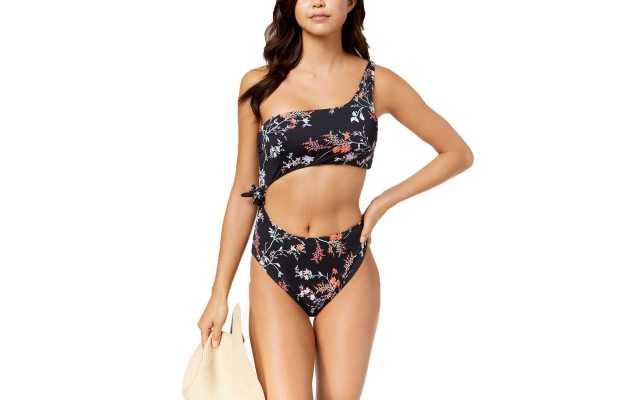  Women's Reversible One-Shoulder Cutout One-Piece Swimsuit