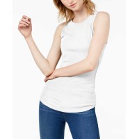 Bar III Womens Ribbed Tank Top (White, L)