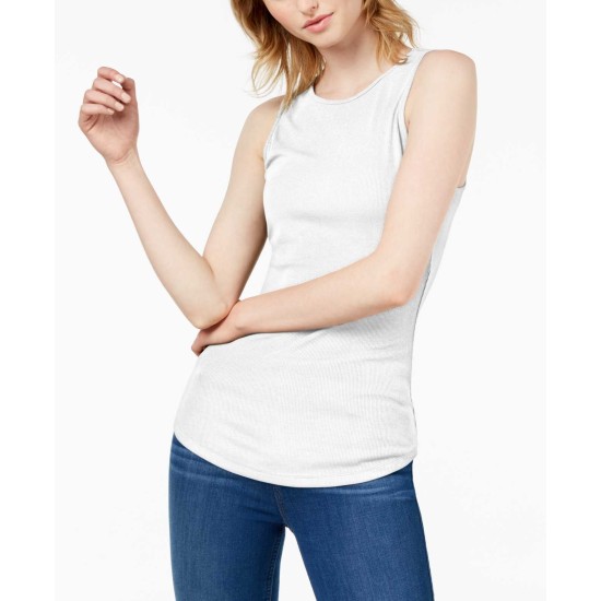  Womens Ribbed Tank Top (White, L)