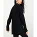  Zipper-Trim Turtleneck Sweater (Black, S)