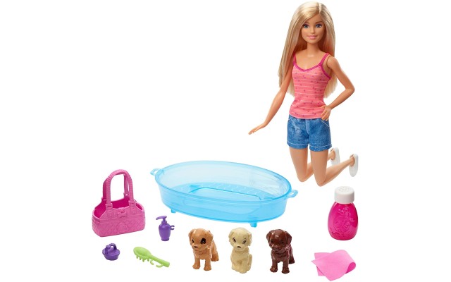  Doll Blonde and Playset with 3 Puppies and Accessories