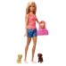  Doll Blonde and Playset with 3 Puppies and Accessories
