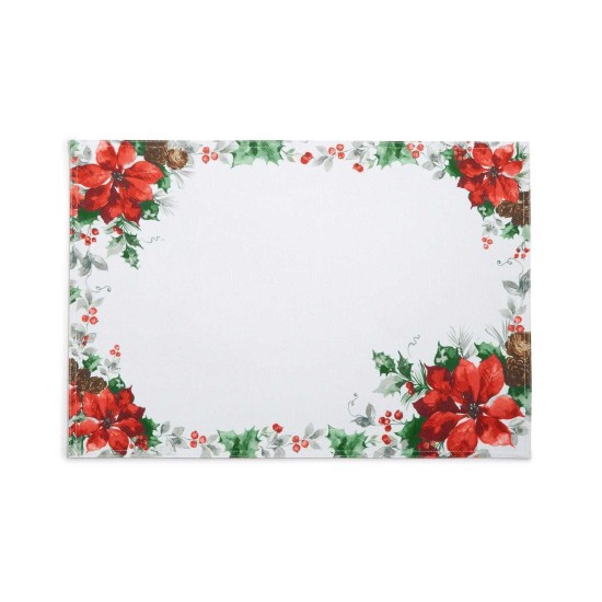  Christmas Poinsettia Watercolor Placemat (Green, 13″ x 70″)