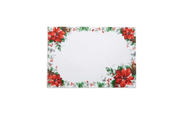  Christmas Poinsettia Watercolor Placemat (Green, 13″ x 70″)