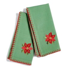 Bardwil Linens Embroidered Poinsettia Napkins Set Of 2