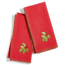 Bardwil Linens Embroidered Poinsettia Napkins Set Of 2