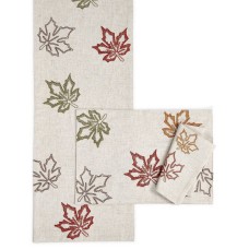 Bardwil Stitched Leaf  Placemat (Beige, 13″ x 19″)