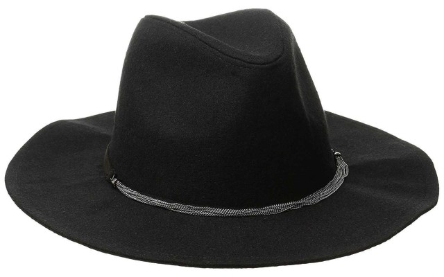 BCBGeneration Women’s Delicate Chain Flannel Panama Hat, Black, One Size