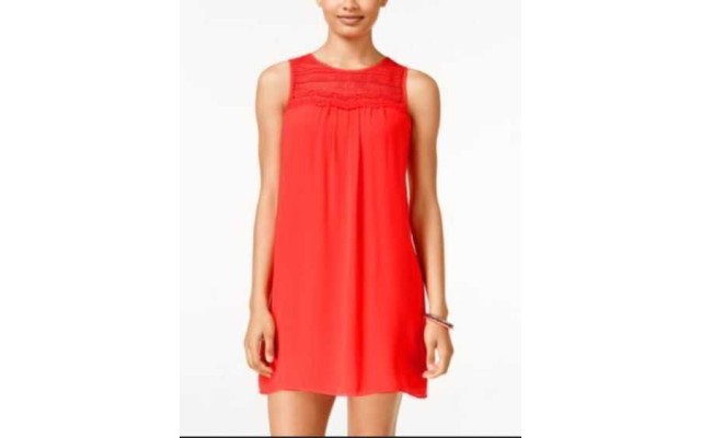  Juniors Sleeveless Crocheted- Bright Orange 1191H0A, SIZE XS