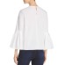  Embellished Bell-Sleeve Top (White, S)