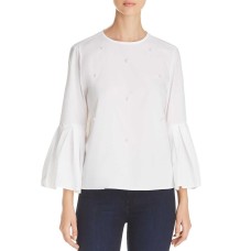 BeachLunchLounge Embellished Bell-Sleeve Top (White, S)