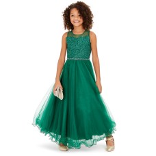 Beautees Big Girls Floral-Sequinned Wire-Hem Maxi Dresses