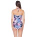  by Re Virtue Women’s Orchid Bloom V-Hem Halter Tankini Top (Multi Color, B/M)