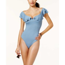 Becca Color Splash Off-The-Shoulder One-Piece Swimsuit Women’s Swimsuit (Gray, Small)
