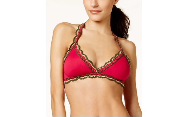  Women's Medina Crochet-Trim Halter Top Swimsuit