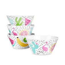 Bell & Curfew 4-Piece Printed Melamine Bowl Set of 4