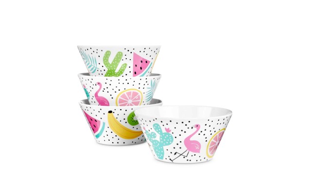 Bell & Curfew 4-Piece Printed Melamine Bowl Set of 4