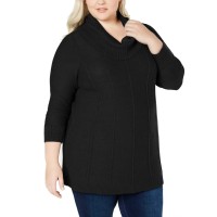 Belldini Belle By Women’s Cowl-Neck Sweater (Black, 3X)