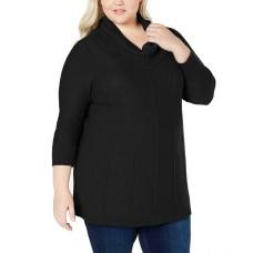 Belldini Belle By Women’s Cowl-Neck Sweater (Black, 3X)