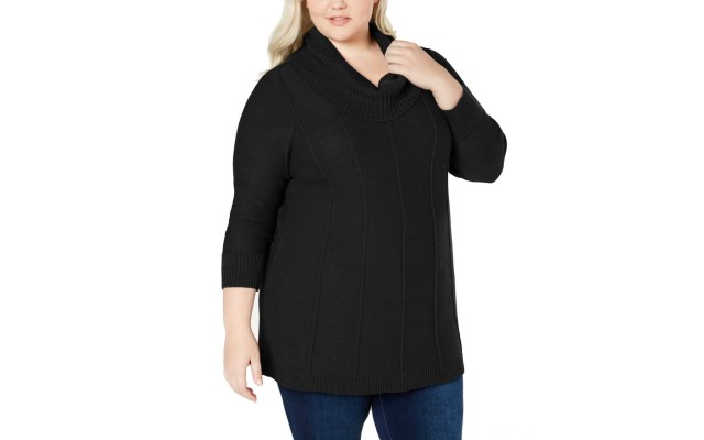  Belle By Women’s Cowl-Neck Sweater (Black, 3X)