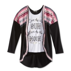 Belle Du Jour 2-Pc. Geo-Print Cozy Tank To Black, SIZE LARGE