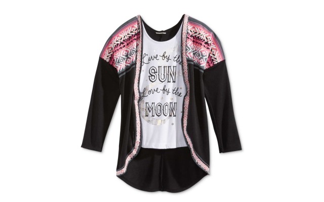  2-Pc. Geo-Print Cozy Tank To Black, SIZE LARGE