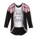  2-Pc. Geo-Print Cozy Tank To Black, SIZE LARGE